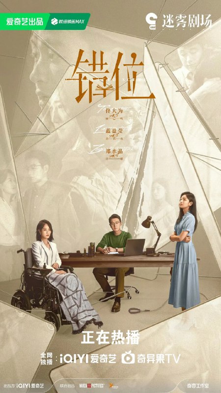 名称：错位 (2024)描述：刑警姜光明（马伊琍 饰）和石落（高至霆 饰）在调查一起案件时，偶然发现作家顾己鸣（佟大为 饰）的小说中所描绘的犯罪现场与自己正在调查的案发现场离奇重合，虚构与现实交错，一切真的只是巧合？而小说的出现也为二人的追查提供了新的方向，但与此同时也将他们引向了更深的迷局......案中案，谜中谜，隐藏在幕后的凶手究竟是谁？阿里：