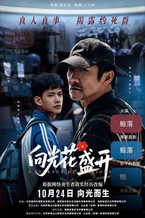 名称：向光花盛开 (2025) 4K HDR描述：我叫夏津生，做水产生意，45岁那年我儿子跳楼自杀了，他死后第37天我进了他所有的群，我发现里面全都是有抑郁倾向企图轻生的孩子，我不知道为什么，我在“约死群”留言1万9千次，问过127个男孩，49个女孩，到现在也没有答案……阿里：